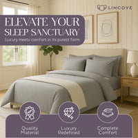 Lincove Classic Hotel Collection 100% Cotton Duvet Cover Set Graphite