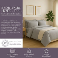 Lincove Classic Hotel Collection 100% Cotton Duvet Cover Set Graphite