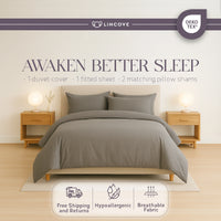 Lincove Classic Hotel Collection 100% Cotton Duvet Cover Set Graphite