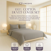Lincove Classic Hotel Collection 100% Cotton Duvet Cover Set Graphite