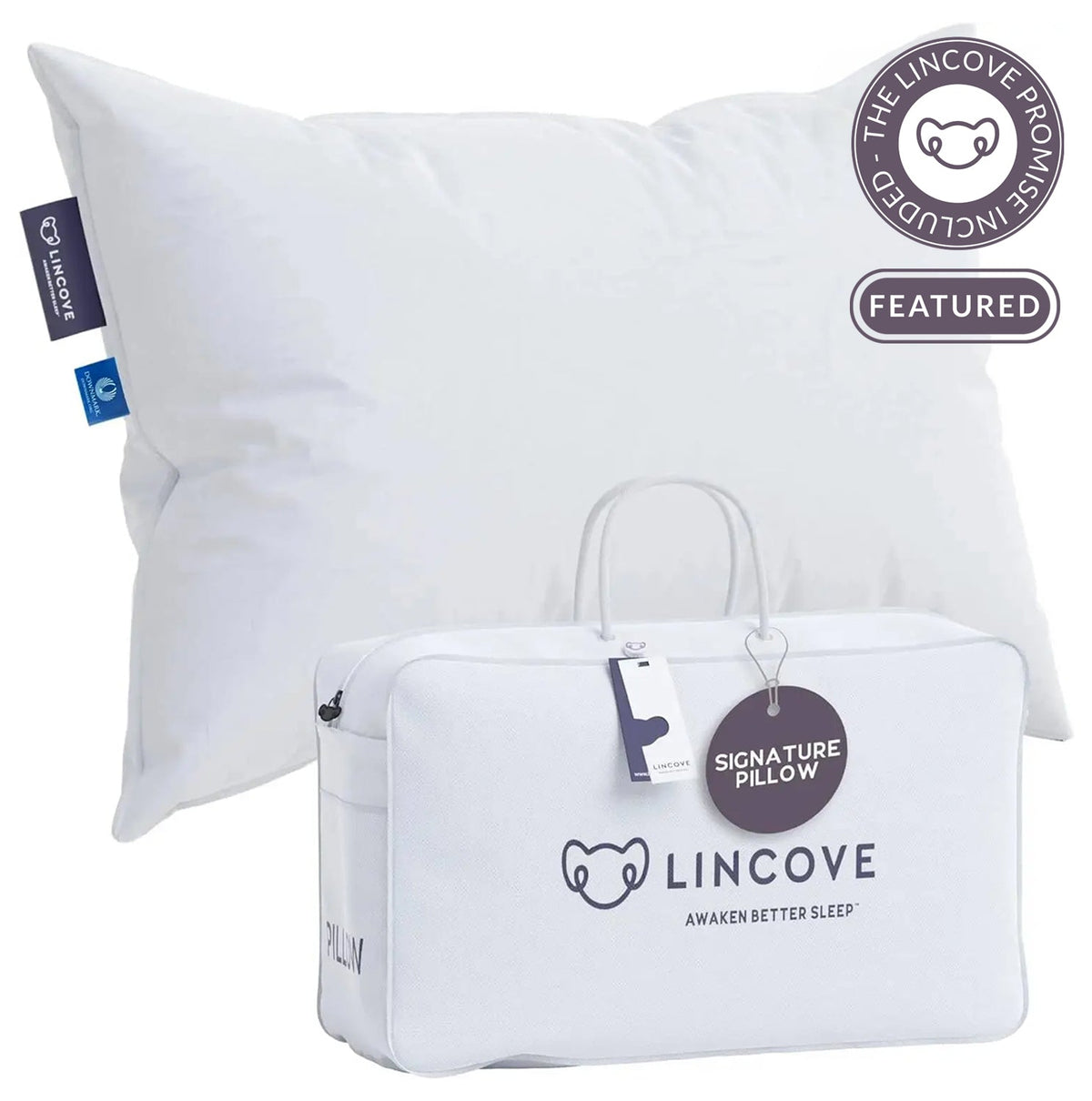 Lincove Signature Canadian Hutterite Down Pillow White 1 Pack